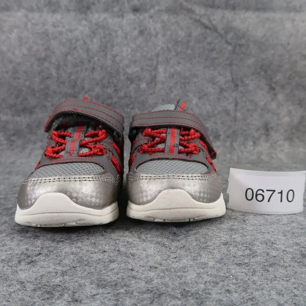Athletic Works Shoes Baby 5 Sneakers Bungee Active Adjustable Strap Gray Red Kid